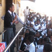 Bhukulone Secondary Schools's headboy addresses the crowd to express his delight at the opportunity to improve his marks.