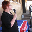 Madeline Trollope, Maths publisher for Heinemann addresses the crowd.