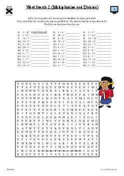 Word Search 2. (Multiplication and Division) 